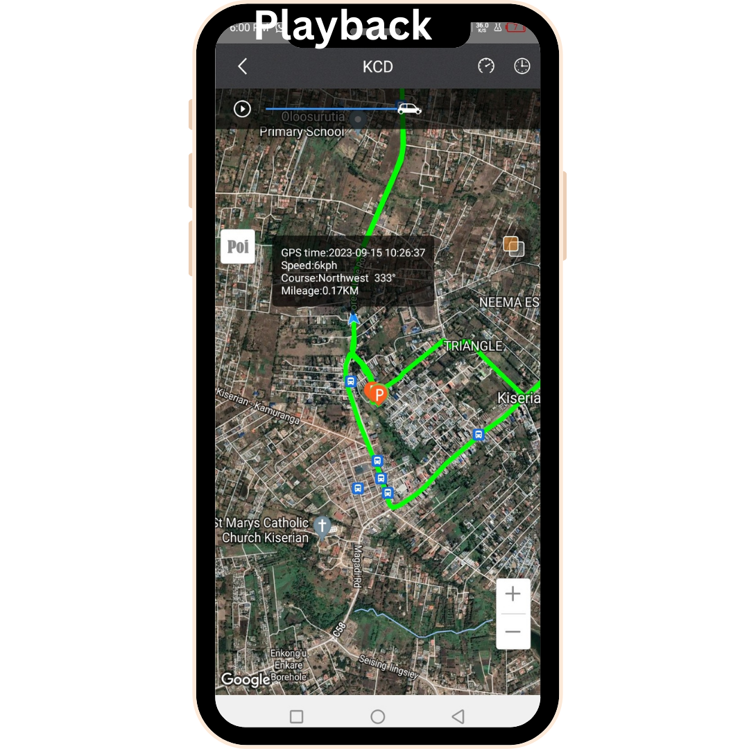ITRACK GPS tracking application vehicles history